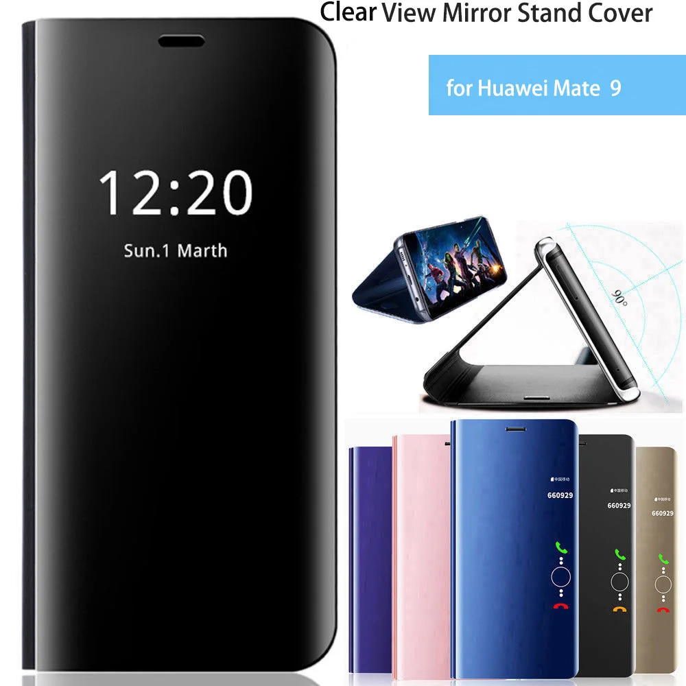 Прозрачный зеркальный кожаный флип чехол с подставкой Чехол для Huawei Mate 9|Бамперы|