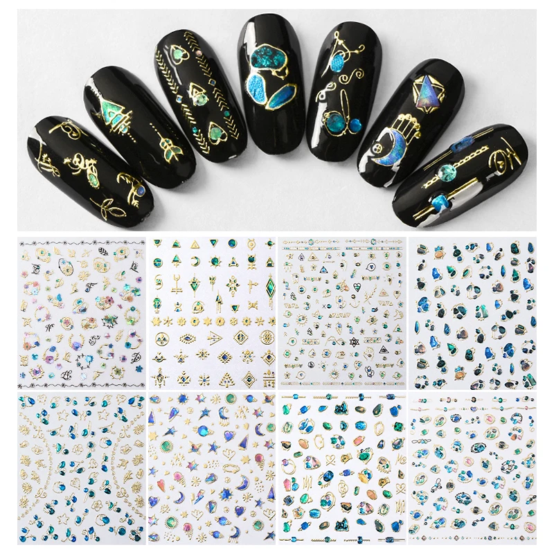 

Mtssii 1 Sheet Charm 3D Flower Nail Sticker Jewelry Design For Nail Sliders Glitter Starry Foil Tip Manicure Adhesive Decor