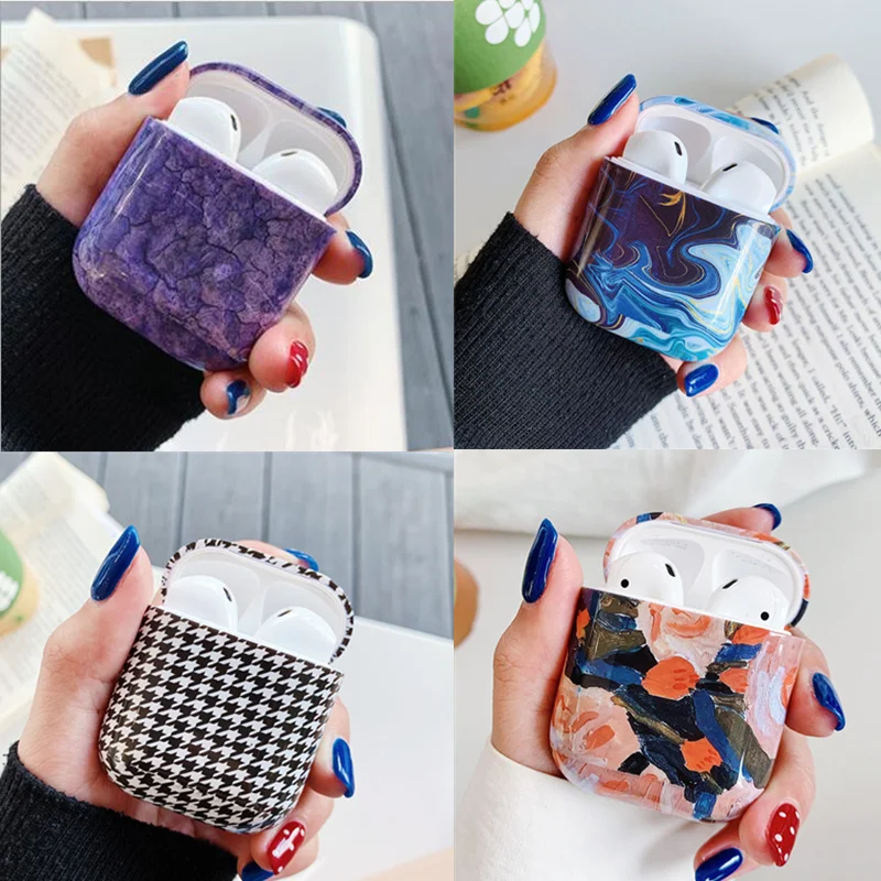

Anti-Shock Luxury Hard Shell Earphones Cases For Apple Airpods Charging Box TWS Earbuds i7 I10 Protector Skin For Women Girl