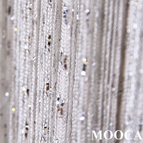 

white with silver metallic thread curtain string curtain 2 size