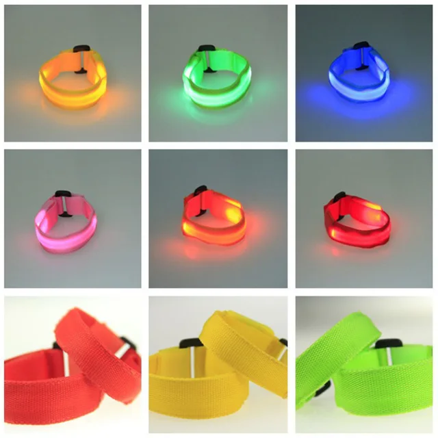 2 Pcs LED Flashing Wrist Band Bracelet Arm Belt Light Up Glow Dance Party Decor LBShipping