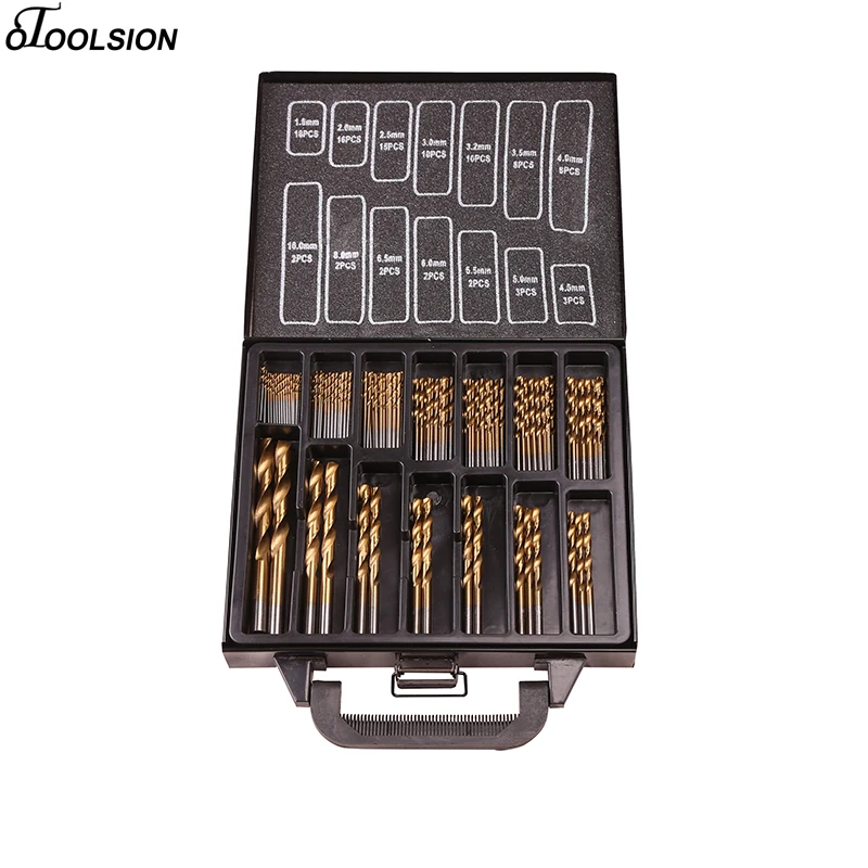 

99 Pcs Power Tool Accessories Twist Drill Bit Set 1.5-10mm Titanium Coated Surface Power Tool Spares For Drilling Metal Diy Home