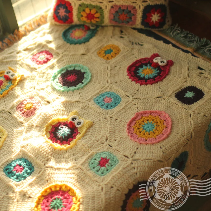 Горячая Распродажа, разноцветный коврик ручной работы, оригинальное вязаное крючком одеяло, подушка, войлок, эркер, банкет для дома и жизни, свадебный подарок