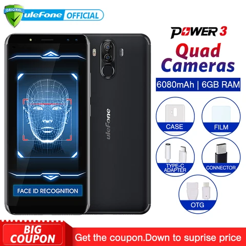 Ulefone Power Android 7 1 Mobile Phone 6 0  18 9 FHD  MT6763 Octa Core 6GB 64GB 21MP Quad Camera 6080mAh Face Smartphone