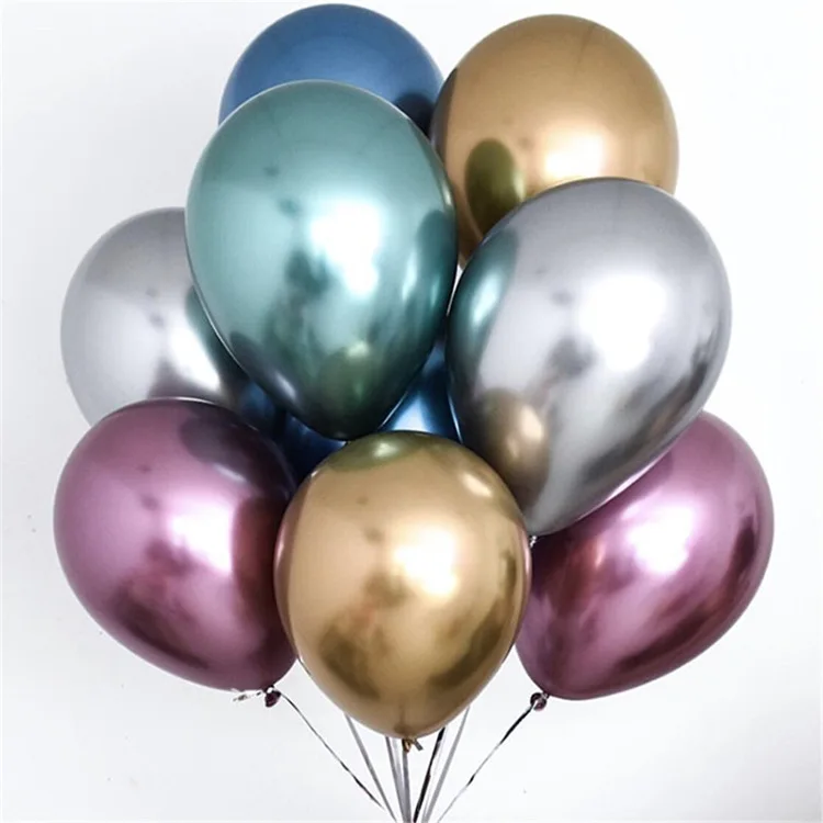10 шт./лот, металлические, золотые, серебристые, синие, розовые, зеленые, фиолетовые шары на свадьбу с днем рождения, латексные, металлические, хромированные воздушные гелиевые шары