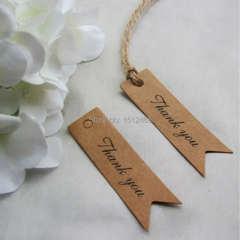 50pcs Kraft Thank you Card Paper With Jute Rope For Gift Tags Wedding
