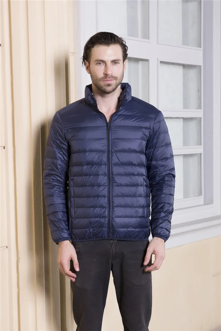 Men's Ultra Light Packable Down Jackets Hooded Slim Down Coats Man White Duck Down Padded Parkas Winter Puffer Jacket JK-634 puffer jacket with fur hood