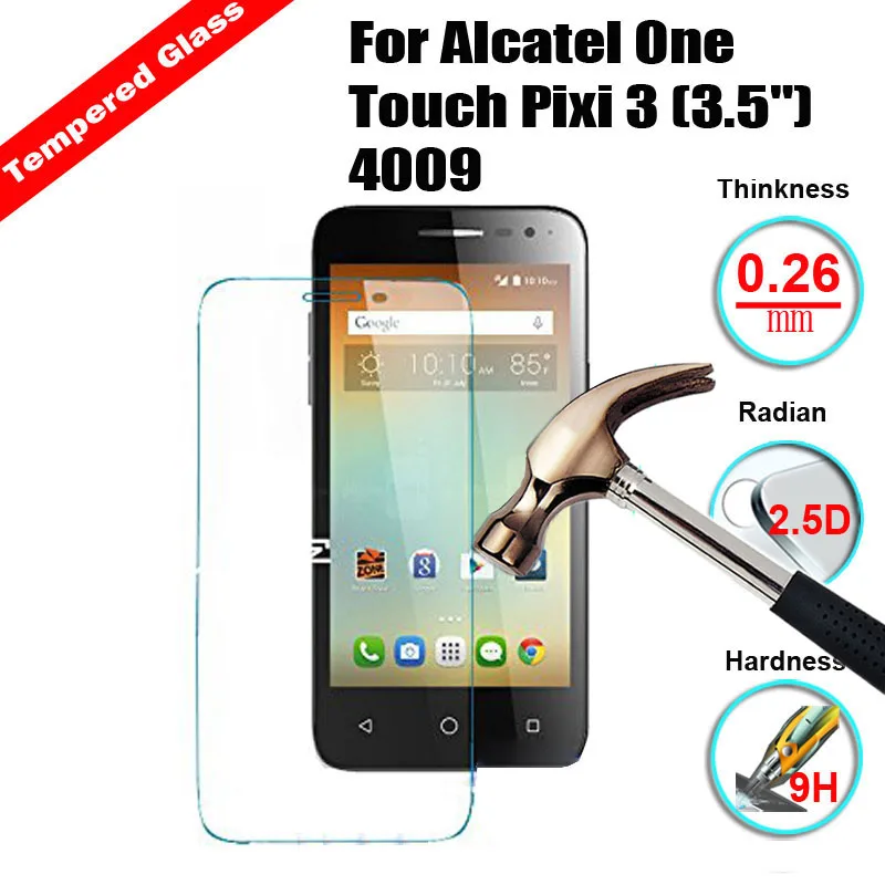 XSKEMP Взрывозащищенный протектор экрана для Alcatel One Touch Pixi 3 (3 5 &quot) 4009 4022 4023 2.5D 9H