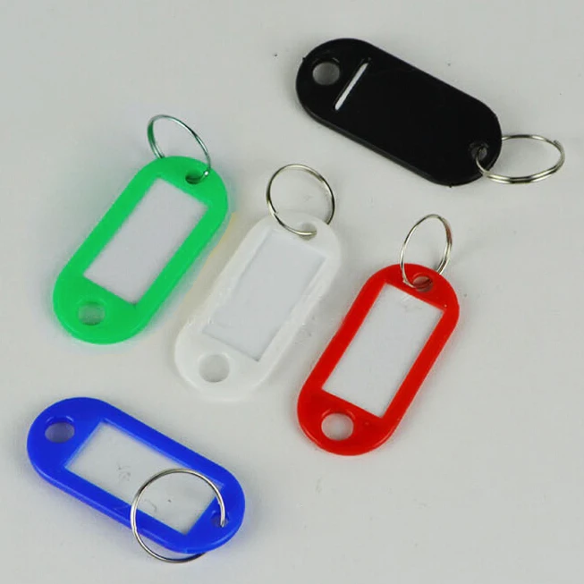 

50 PCS Assorted Color Plastic Key ID Label Name Card Tags Keychains Keyrings Key Fobs ID Tags