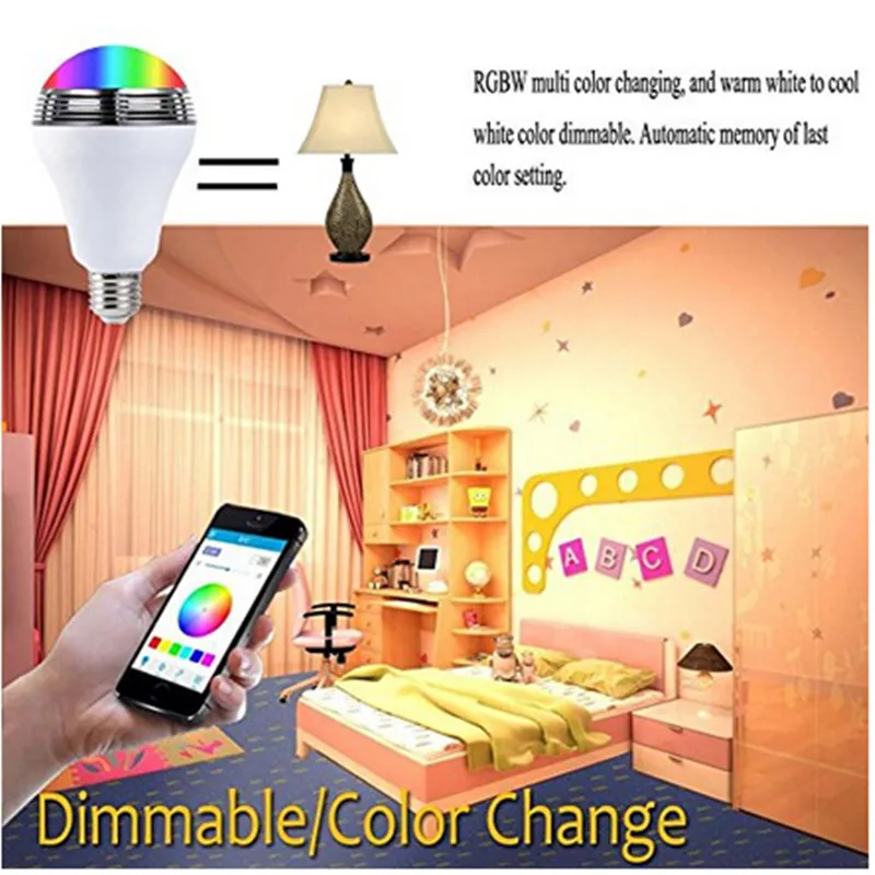 Dimmable E27 RGB светодиодный музыкальный лампочка Bluetooth освещение лампа цвет регулируемый динамик музыка огни лампочка таймер с управлением приложением