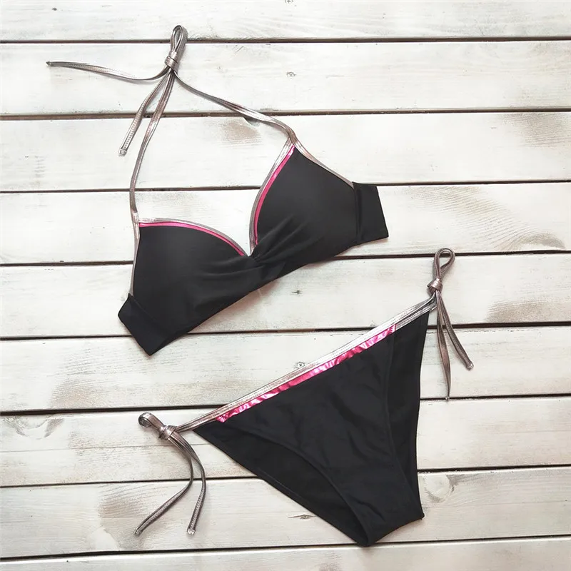 New Fashion Women Bandeau Bandage Bikini Set Push-Up Brazilian Swimwear Beachwear Swimsuit Sexy Women Floral Beach A24# (16)