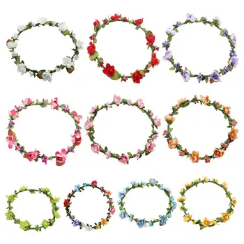

Women Girls Artificial Flower Headdresses Garland Ribbon Floral Festival Wreath Wedding Beach Holiday Photography Headdress