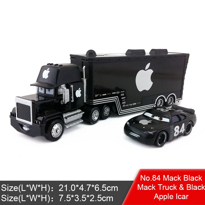 Disney Pixar Cars 2 3 Lightning McQueen Jackson Storm Mack Uncle Truck King 1:55 автомобиль из литого металла игрушка для детей подарок - Цвет: Mack and Black Apple