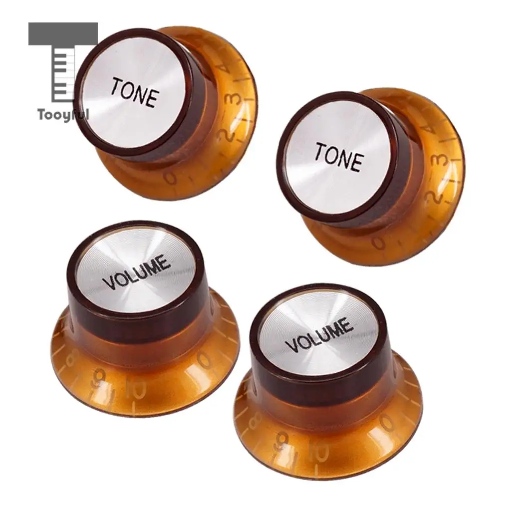 Tooyful 4Pcs Tone Volume Control Button Knob for Strat SQ Electric Guitar Bass