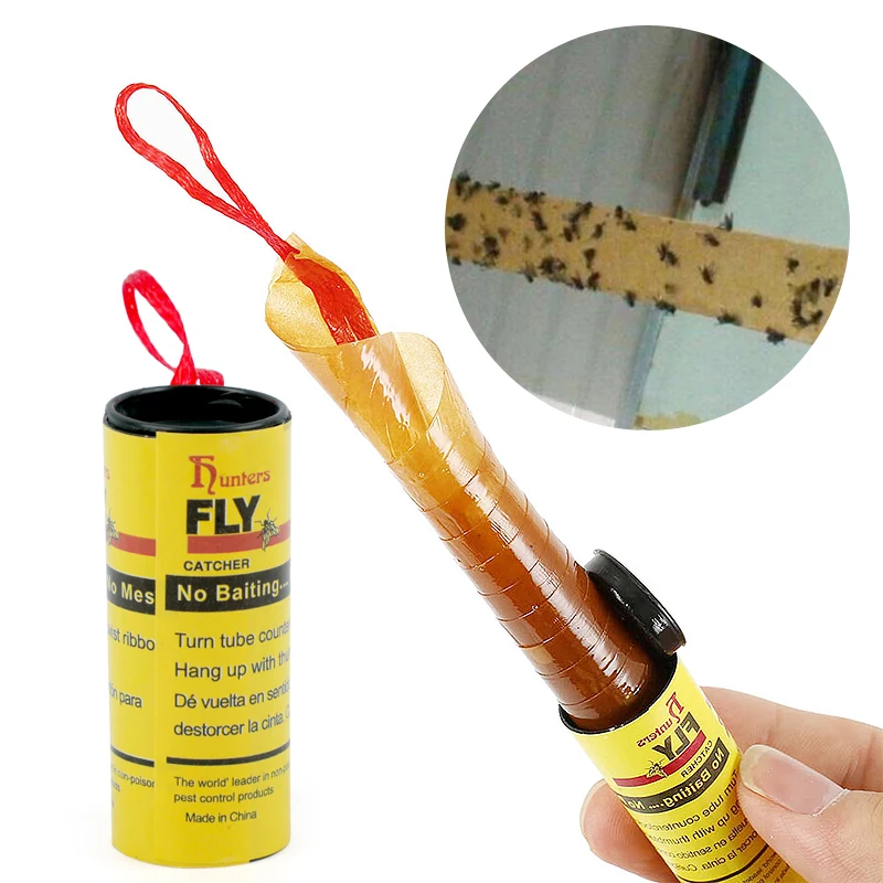 

4 Rolls Fly Glue Paper Pest Control Housefly Killer Insect Bug Catcher Trap Ribbon Strip Sticky Fies Summer Tools
