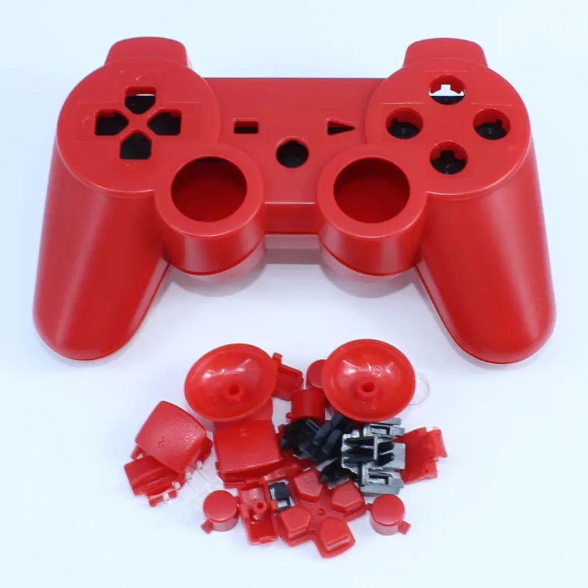 YuXi Full Shell Colour& Chrome Buttons mod kit For Sony PlayStation 3 PS3 Wireless Controller Housing Cover Case Replacement - Цвет: Red