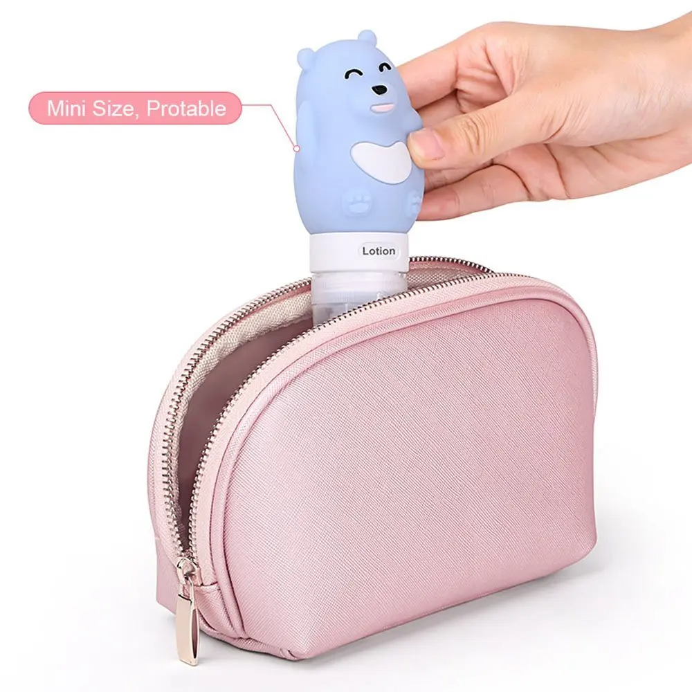 Portable Soft Silicone Travel bottles Set 3 Leak-Proof Travel Size Silicone Containers - Perfect for Shampoo and Lotion bear 