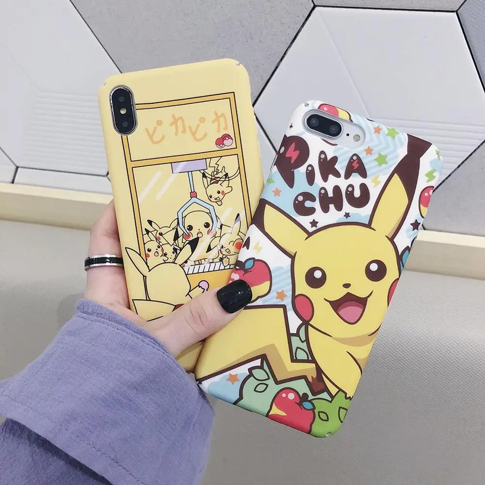 Cute Cartoon Bikachu Shockproof Case For iPhone 7 8 Plus PC Hard X XS Max XR 6s 6 Phone Cover Skin Funda |