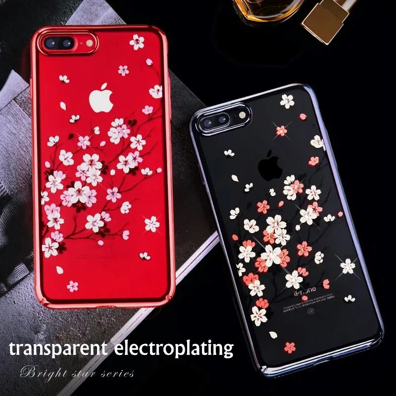 KINGXBAR чехол для iPhone 8 7 Plus X Чехол Элитный бренд крышка цветок горный хрусталь алмаз