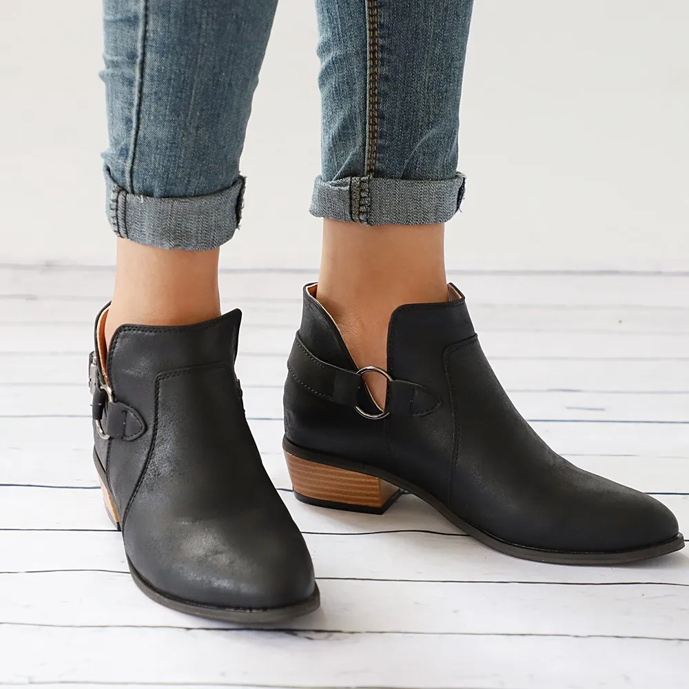 Boots Fashion Women Pointed Toe Martin Boots Classic Ankle Casual Shoes Classic Winter Warm Ladies Boots Sep#