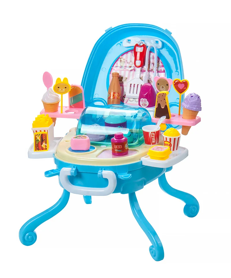 Детская кухня мороженое игрушка с светильник звук крупная имитация стола пластиковый чемодан Ролевые Игры развивающие игрушки дети