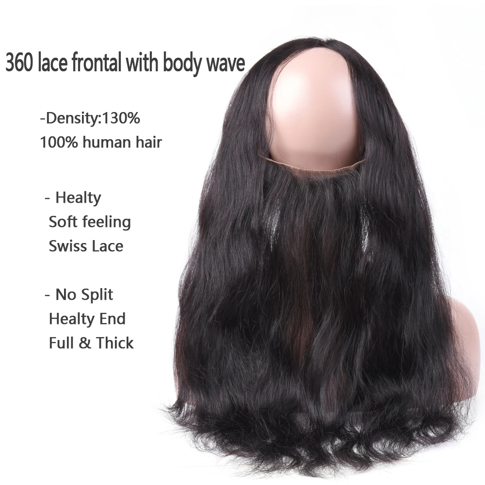 Ms Love Pre Plucked 360 Lace Frontal with Bundle Body Wave Brazilian Human Hair Weave 3 Bundles with Frontal Closure Non-remy