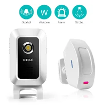 KERUI Wireless 433MHz Curtain PIR Motion Wireless Strobe Light Welcome Chime Doorbell Burglar Alarm System