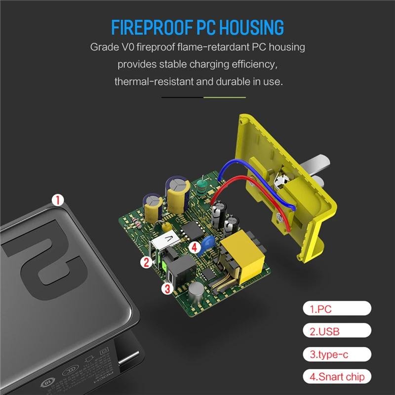 ROCK PD QC 3,0 быстрое зарядное устройство 36 Вт для iPhone X 8 samsung S9 type-C дорожный настенный телефон адаптер + PD type C для осветительного кабеля
