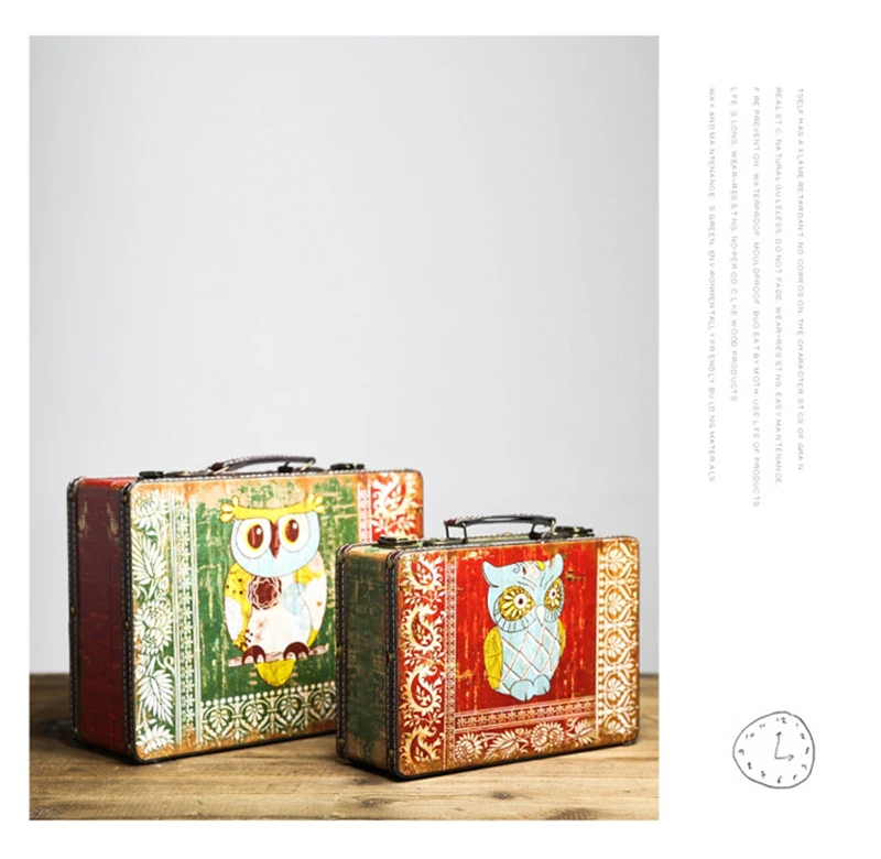 Европейский Креативный набор из двух прямоугольных коробок для хранения совы, Ретро деревянный сундук с сокровищами, Антикварные коробки, упаковочная коробка, украшения, подарки