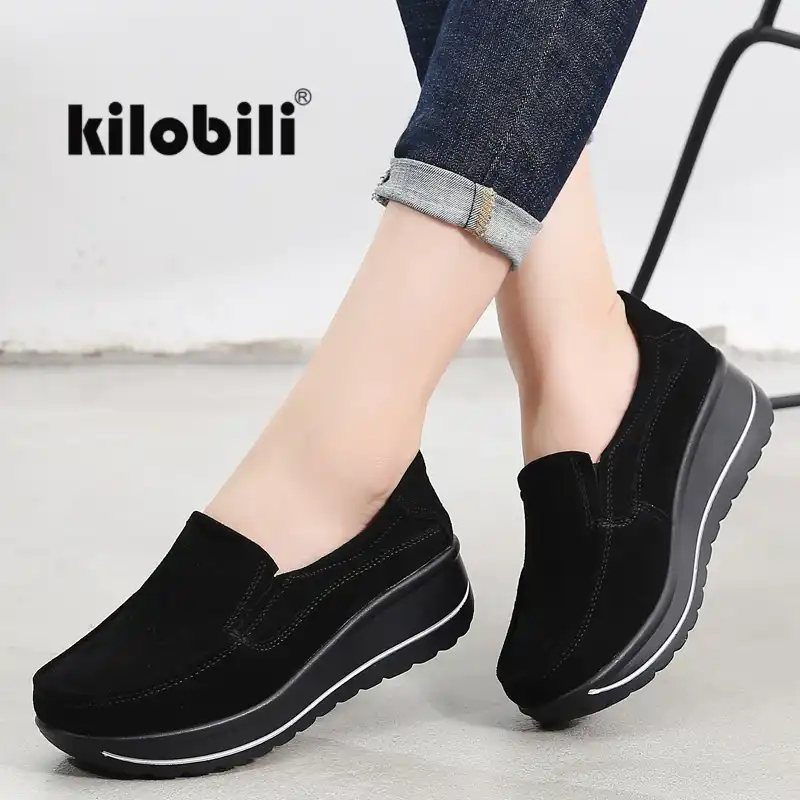 Pinson marca otoño primavera zapatos de mujer con plataforma Compre 2019 PINSEN 2018 Verano Zapatos Casuales Mujer Plataforma Sin Cordones Pisos Mujer Transpirable Zapatillas Slipony Zapatos De Mujer Zapatillas