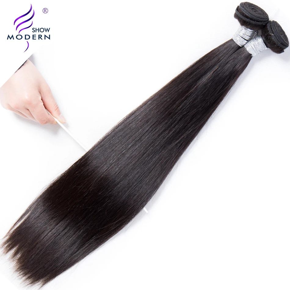 Перуанские прямые человеческие волосы, Переплетенные пучки, современный показ, натуральные черные цветные волосы Реми для наращивания, 1 шт., 10-28 дюймов, могут быть окрашены