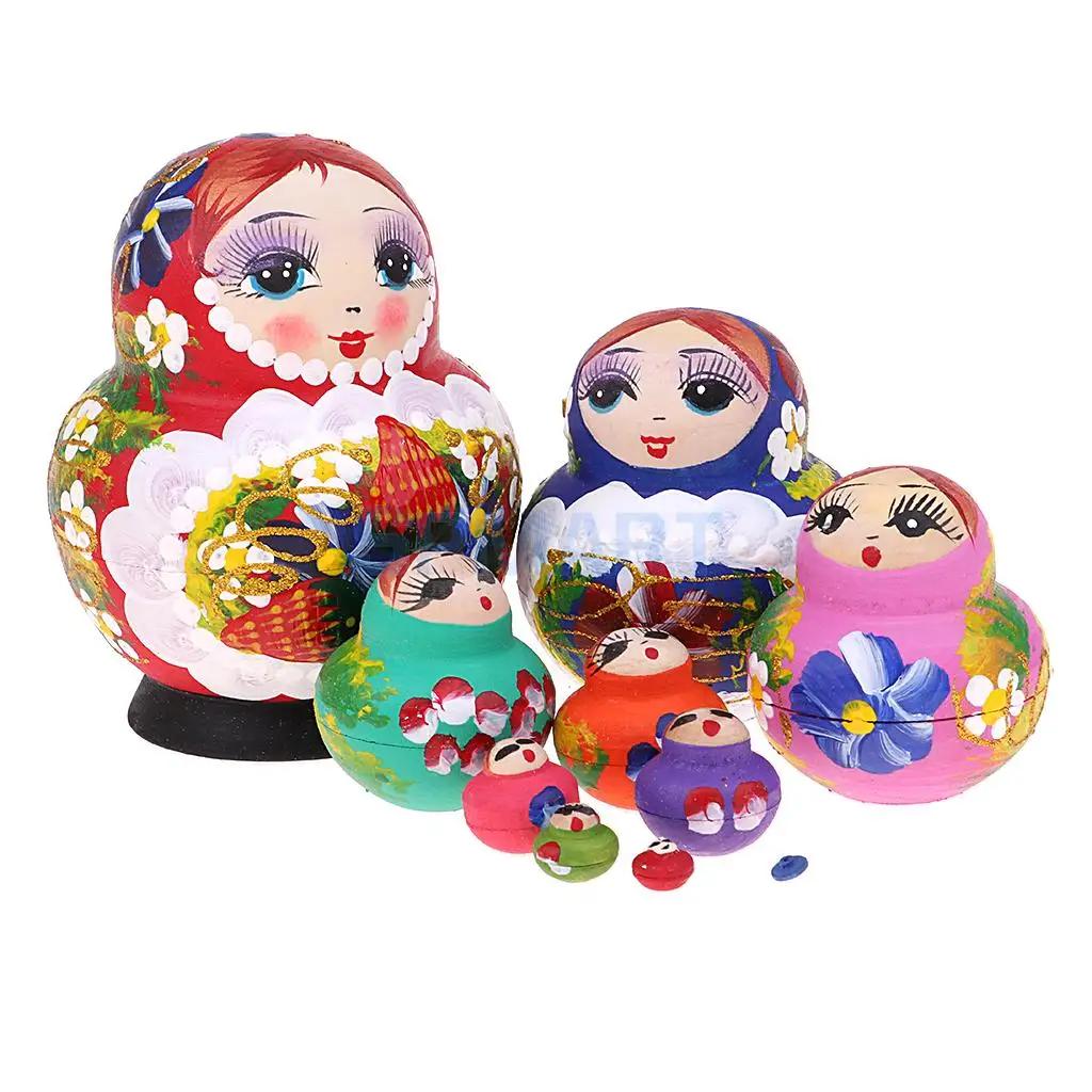 Fancyes 10 Pieces Panda Painted Russian Nesting Dolls Stacking Babushka Matryoshka 