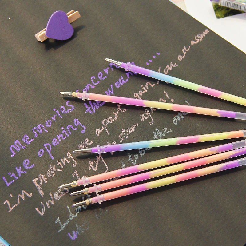 10 шт./лот, 1,0 мм, 6 цветов в 1, ручки для заправки, радужные маркеры, акварельные ручки с водяным мелом, замена стержня для рисования