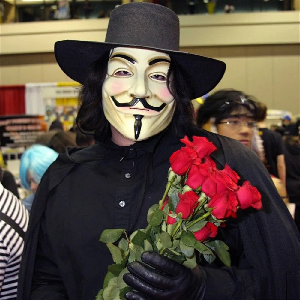 Розыгрыши Anonymous Guy Fawkes маска Взрослый Костюм macka mascaras Хэллоуин V для вендетты вечерние маска для косплея маска