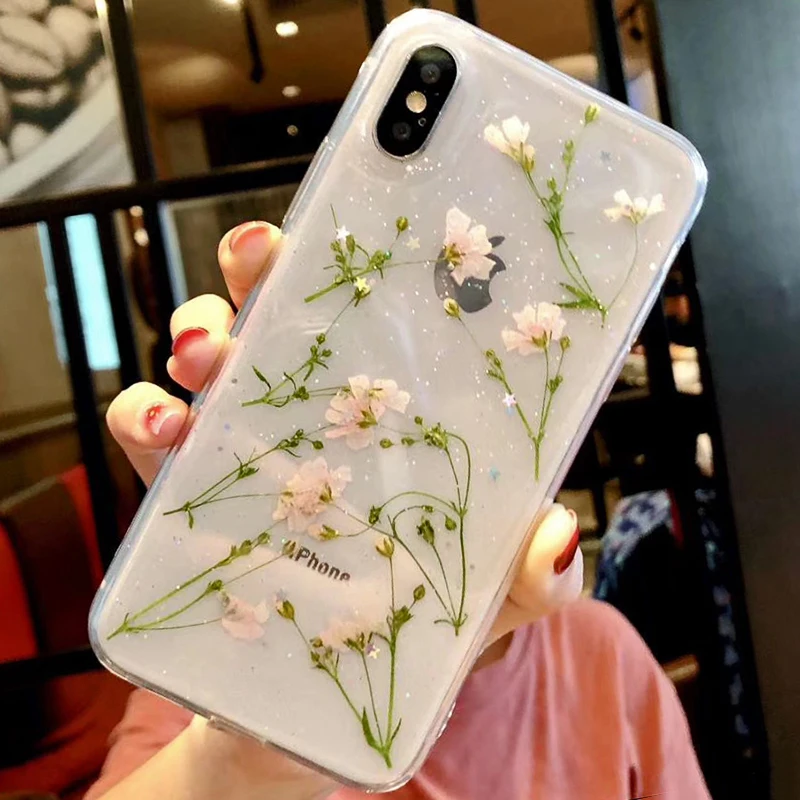 Clear Phone Cases For iPhone X Fashion Real Dried Flower Cases For iphone 6 6S 7 Plus Floral Back Cover For iPhone 8 Plus Fundas (6)