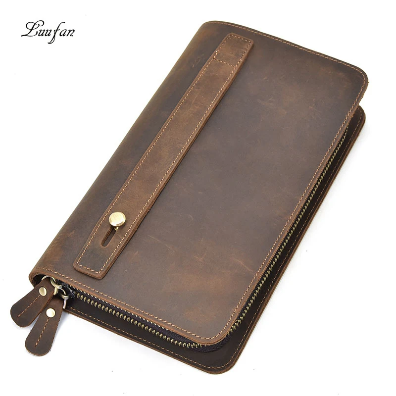 

Luufan Long Wallet Clutch Bag Men Convenient Durable Banknote Bank Cards Compact Easy to hold Genuine Leather Daily Shopping
