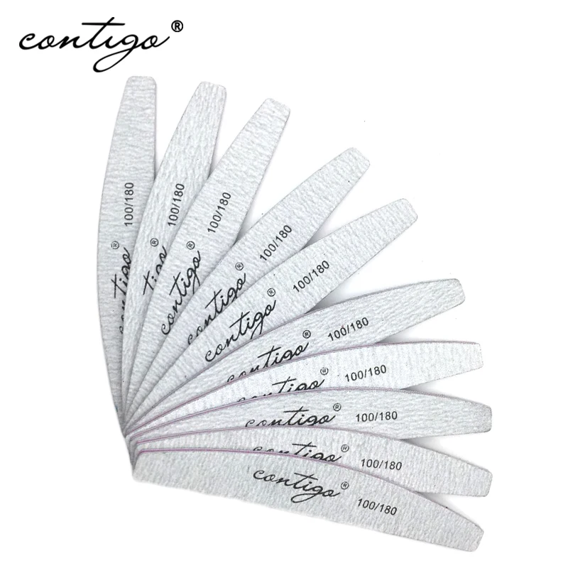 

Contigo 10pcs/lot Half-moon Nail File Set 100/180 Acrylic Sand Buff For Nails Design Manicure Sanding Buffer Block Pedicure Tool