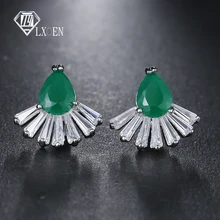 LXOEN, новинка, винтажные зеленые гвоздики в стиле рок, панк, серьги с кубическим цирконием ААА, грушевые шпильки, серьги для женщин, ювелирные изделия, подарок