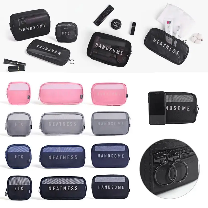 

New Men Women Multifunction Makeup Case Mesh Bag Unisex Fashion Travel Casual Cosmetic Pouch Toiletry Organizer Handbag S/M/L