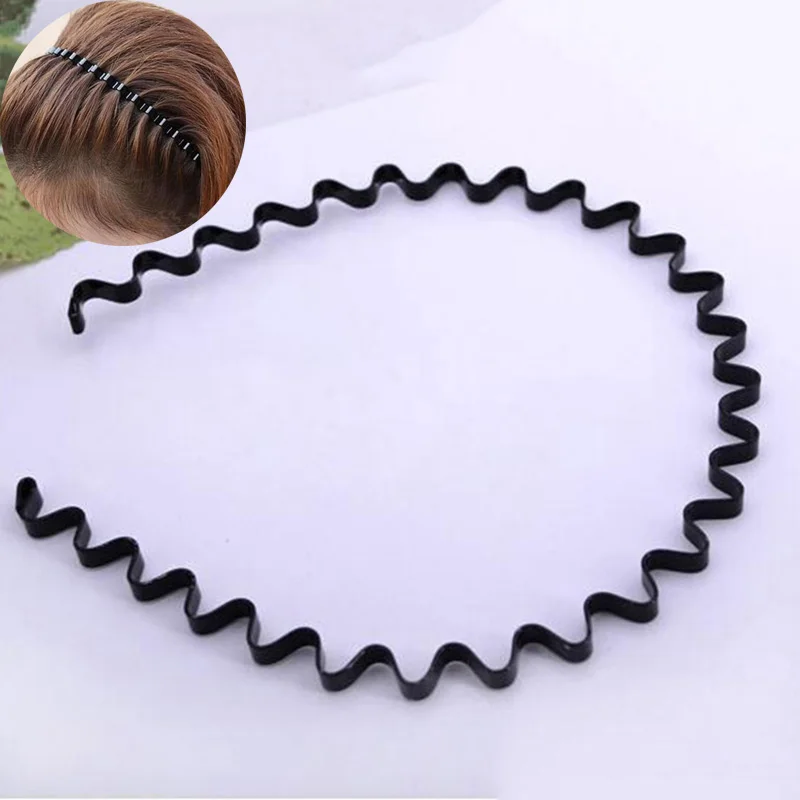 

Black Simple Wavy Hair Head Hoop Band Women Men Styling Tools Sport Headband Hair accessories