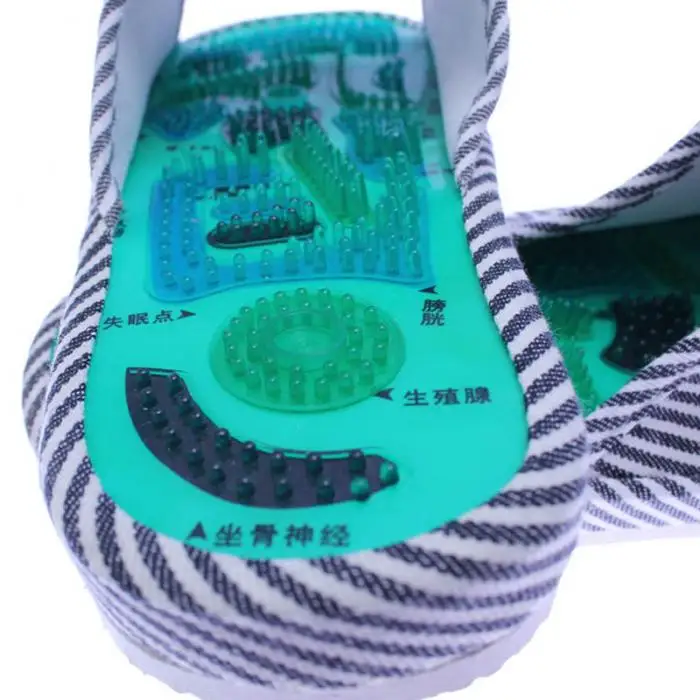 Новые массажные тапочки полосатые рефлексологические акупунктурные сандалии акупунктурная точка ноги обувь для женщин и мужчин LMH66