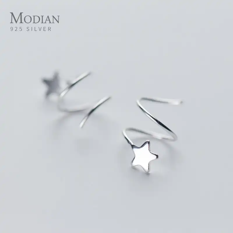 Modian вращающийся дизайн классические серебряные серьги-гвоздики со звездами из стерлингового серебра 925 пробы женские милые ювелирные изде...