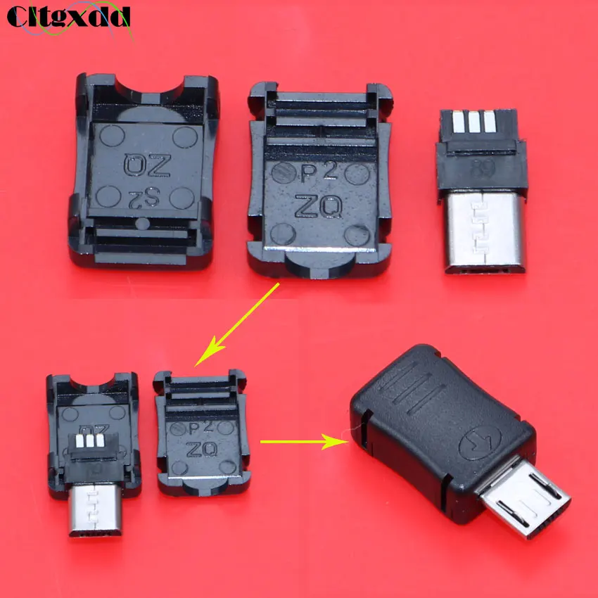 

cltgxdd 1pcs Micro USB 5 Pin v8 Port Male Plug Socket Connector with Plastic Cover for DIY Adapter PCB SDA Data Cable Line