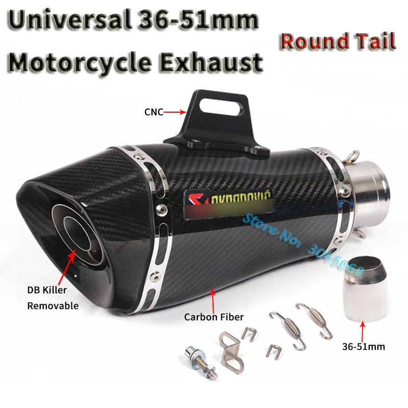 Motocicleta Akrapovic tubo de Escape DB asesino TRK502 CBR500R Z800 R25 R6 modificado Uiversal Moto carbono silenciador 2 agujeros