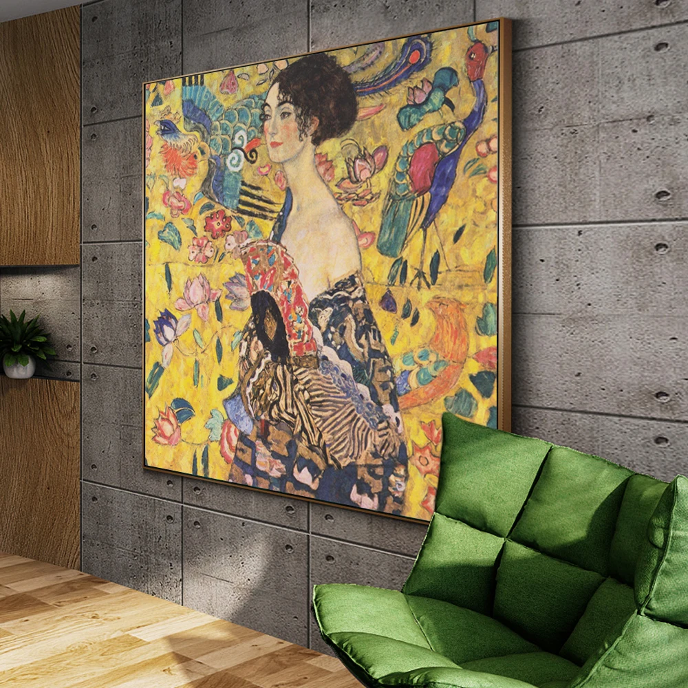 Gustav Klimt Paintings On The Wall Reproduction Portrait Of Adele Bloch Golden Wall Art Canvas Cuadros Pictures For Living Room