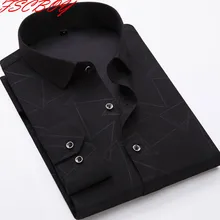 Дизайн, хлопок, с треугольным рисунком, черные деловые официальные рубашки, мужские модные рубашки с длинным рукавом, большие размеры