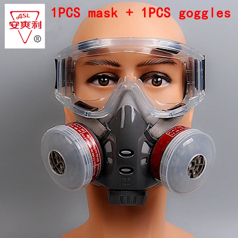 1PCS Gas mask + goggles High quality paint gas respirator pesticide graffiti filter mask anti-explosion anti shock goggles 1PCS Gas mask + goggles High quality paint gas respirator pesticide graffiti filter mask anti-explosion anti shock goggles