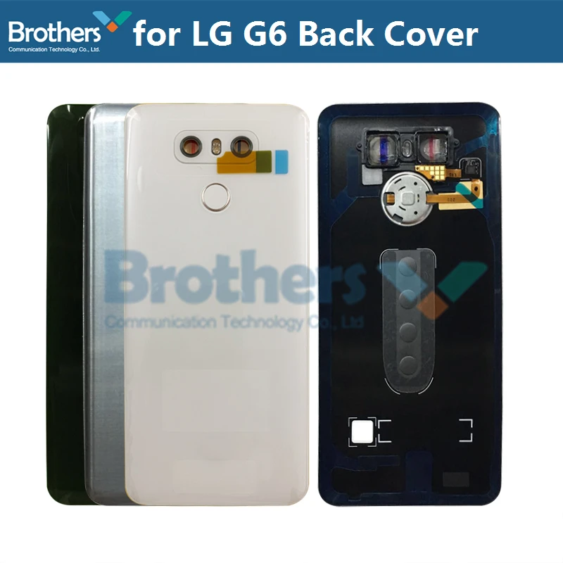 Back Cover for LG G6 Battery Housing with Fingerprint Flex Cable + Camera Lens Circle for LG G6 H870 Battery Door Replacement  (5)