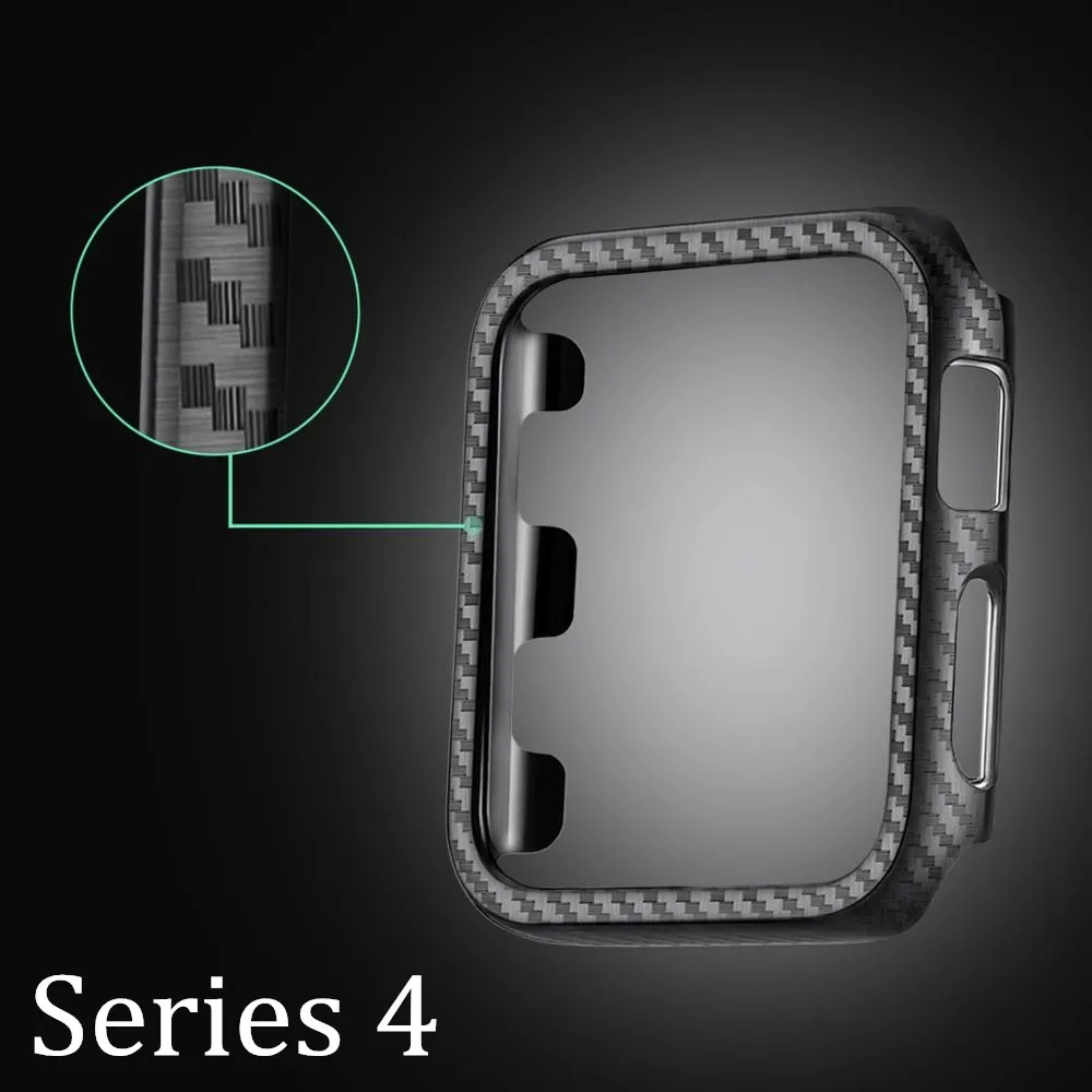

Luxury Carbon Fiber PC Case Protective Frame For Apple Watch Series 4 Case 40MM 44MM Protect Shell Bumper WatchBands Accessories