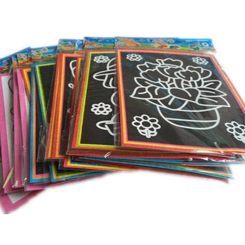 

20pcs 13*9.5cm Two-in-one Magic Color Scratch Art Paper Coloring Cards Scraping Drawing Toy Children Painting Doodle Toys ZJD